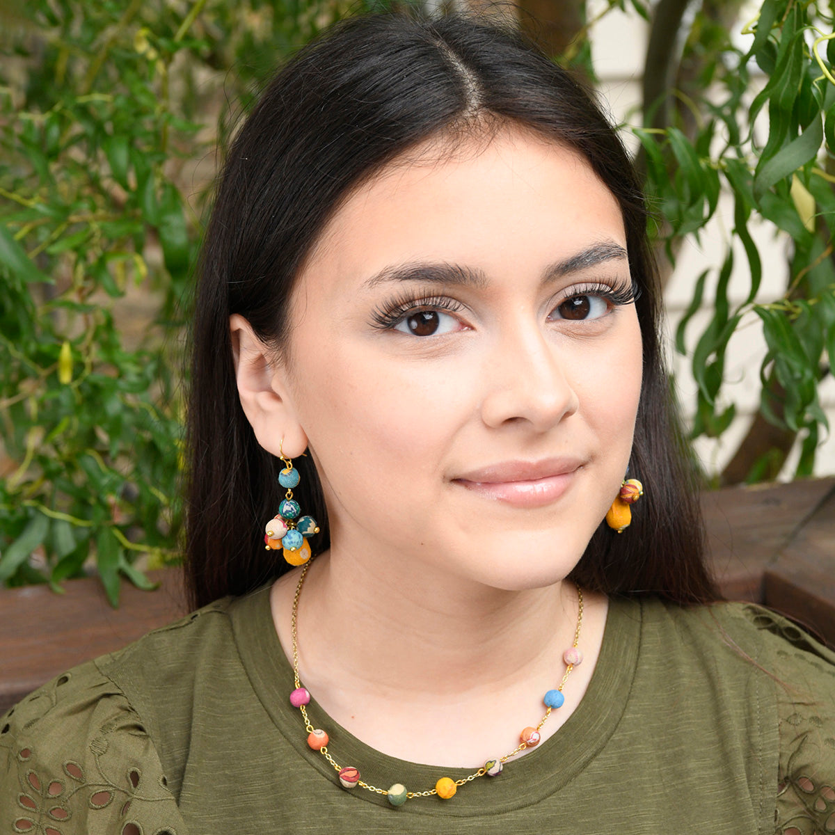 Kantha Tiered Droplet Earrings