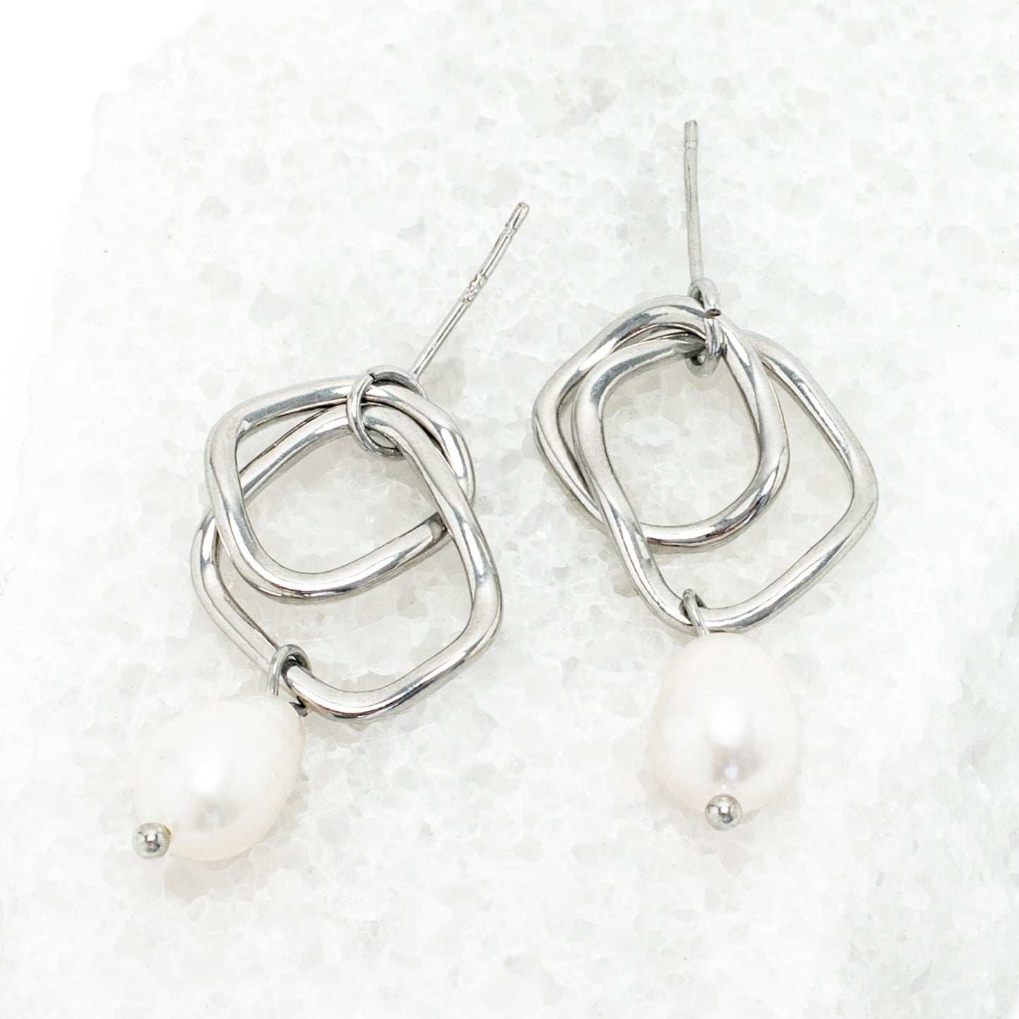 Everlasting Pearl Earrings in White Gold
