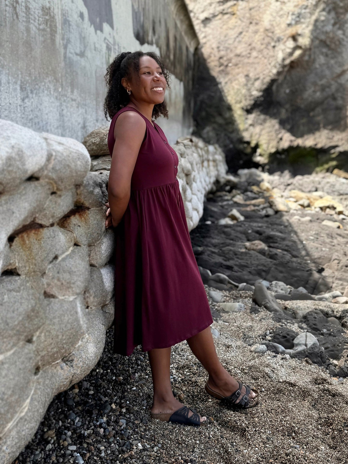 SUNSET dress in Merlot