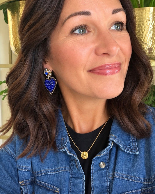 Hand Beaded Heart Earrings