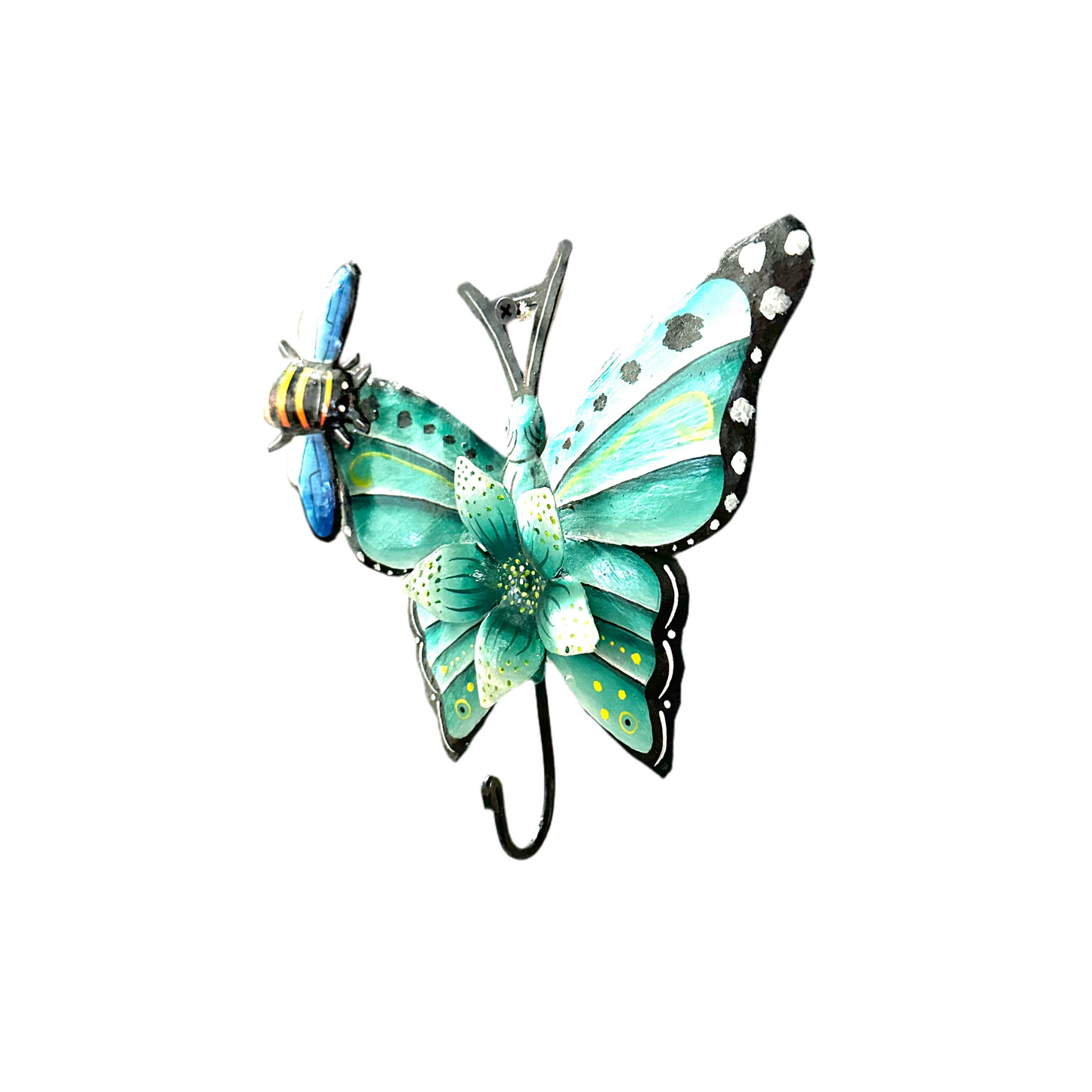 Turquoise Butterfly and Bee Wall Hook