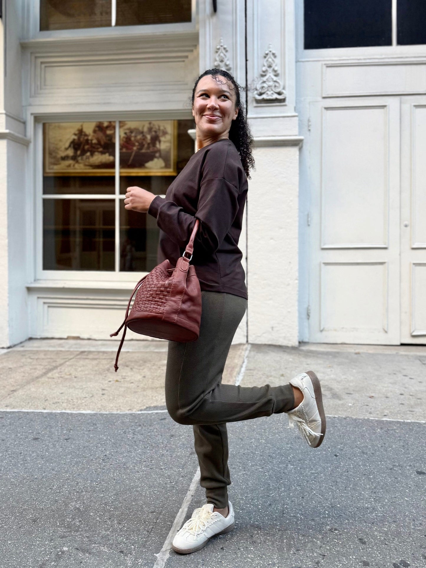 OWEN waffle knit joggers in Crocodile