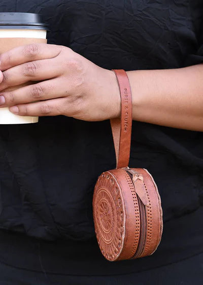 Embossed Circle Wristlet