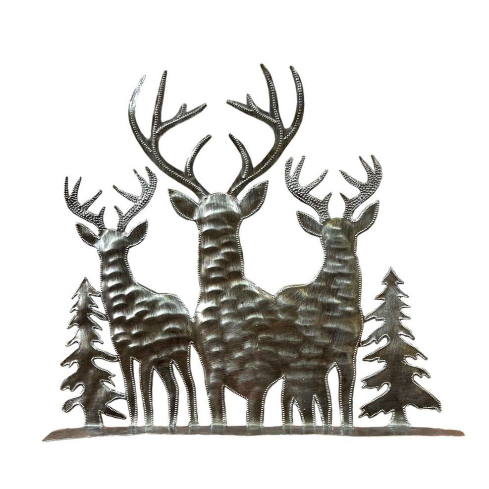 Roodlet Three Reindeer Metal Art