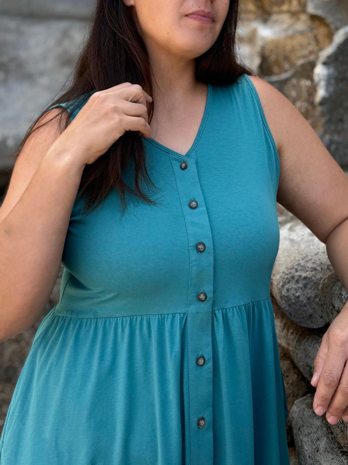 SUNSET dress in Marine Teal