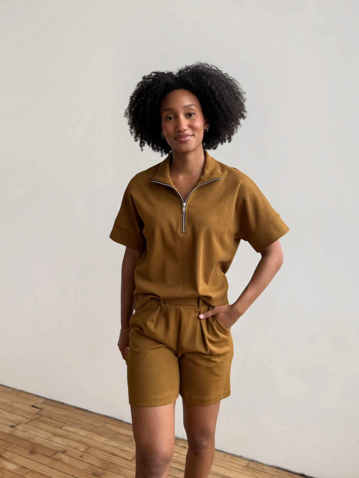 SINCLAIR heavy-knit top in Warm Sienna