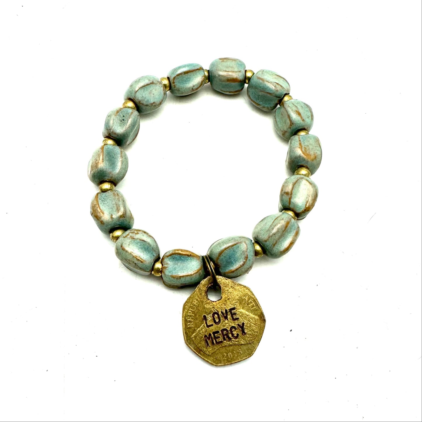 Ceramic Coin Bracelet - Love Mercy