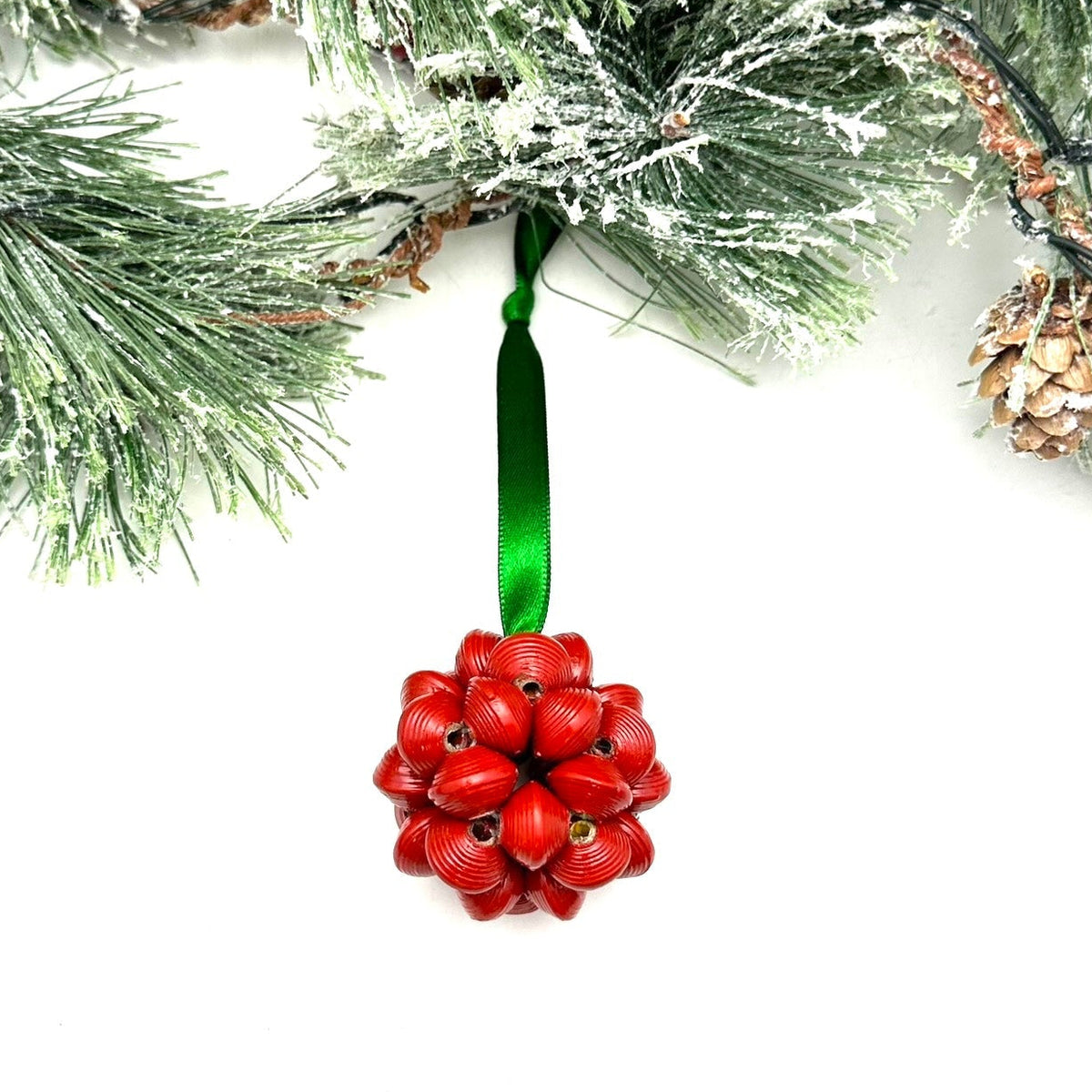 Cereal Box Bead Popcorn Ornament - Red