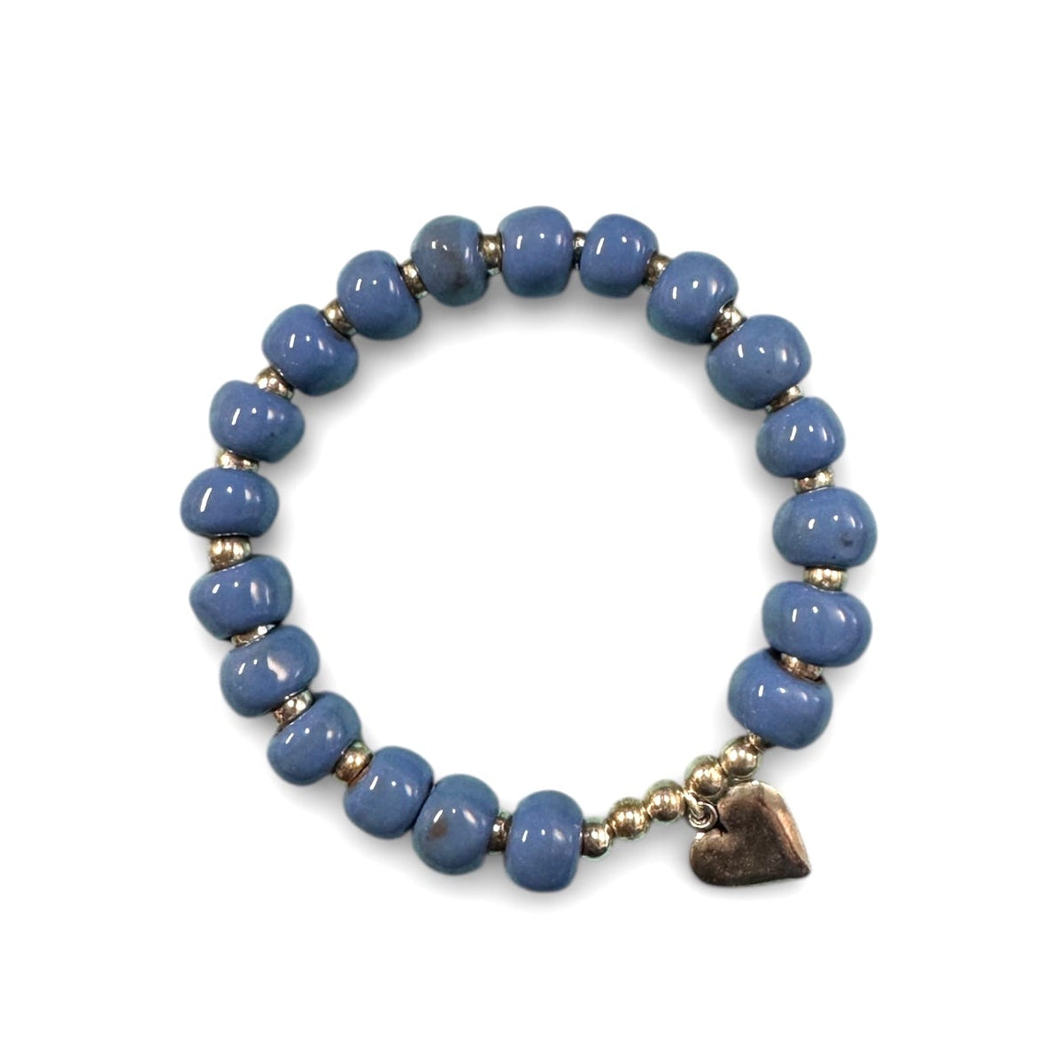Heart Charm Bracelet- Blue