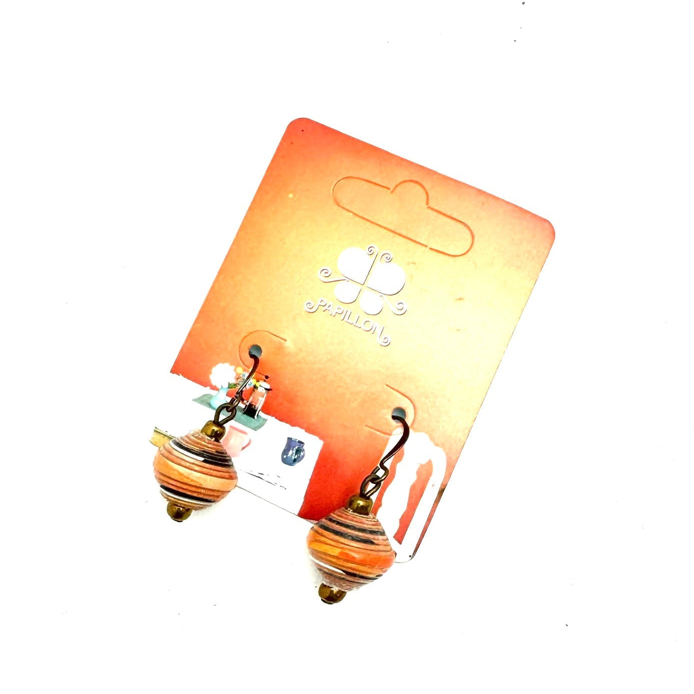 Cereal Box Bead Earrings- Orange Hues