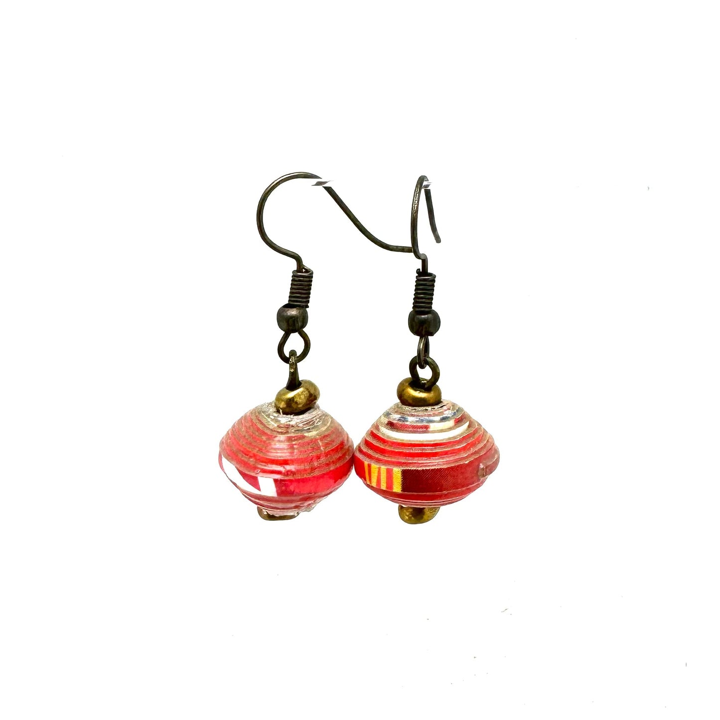 Cereal Box Bead Earrings- Red Hues
