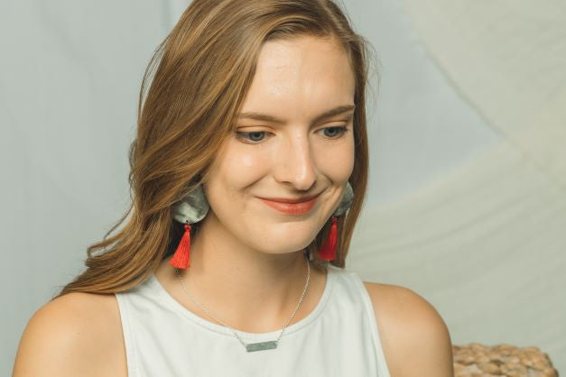 Bottle Cap Tassel Earrings