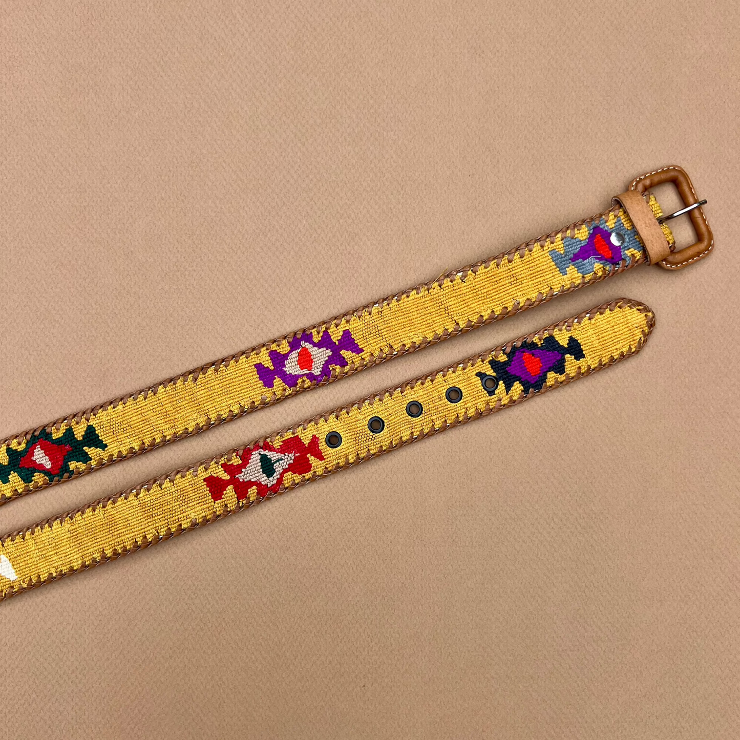 Gold Handwoven Guatemalan Whip-Stitched Belt