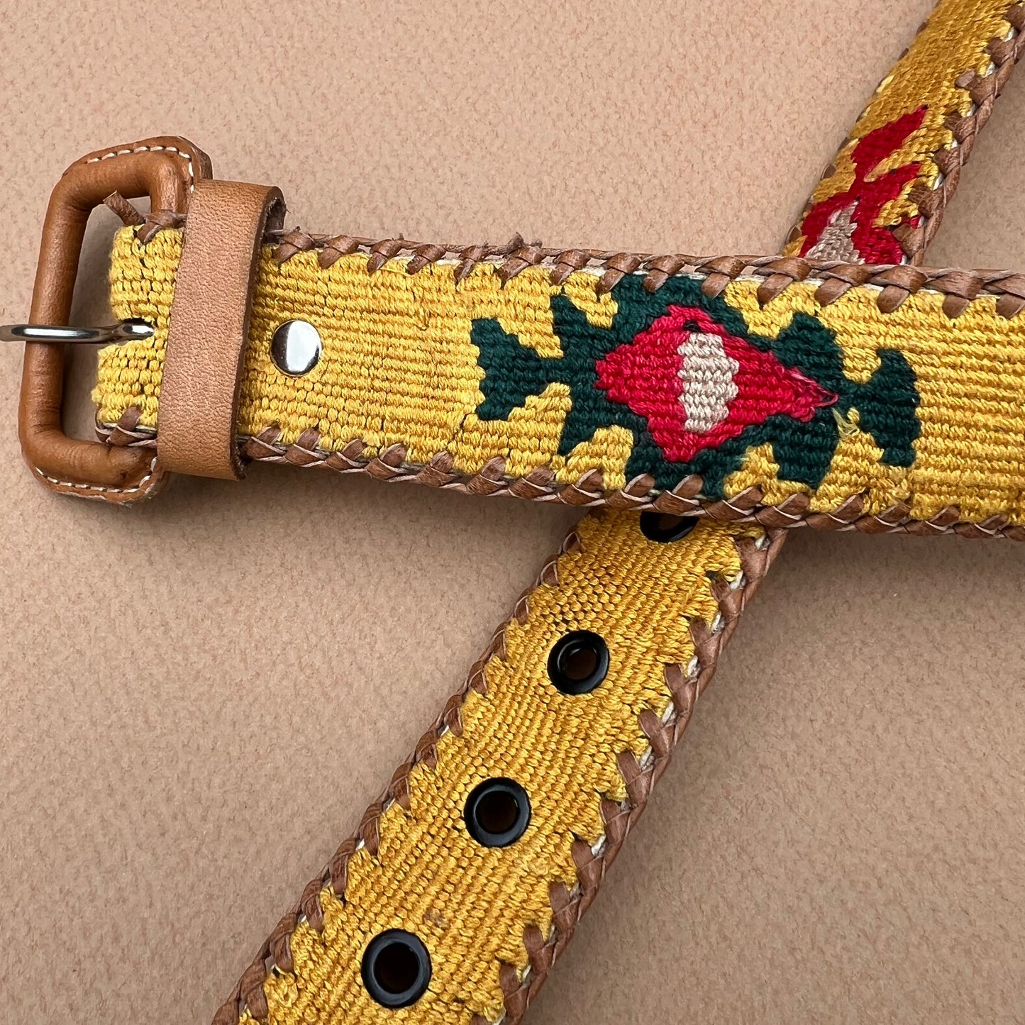 Gold Handwoven Guatemalan Whip-Stitched Belt