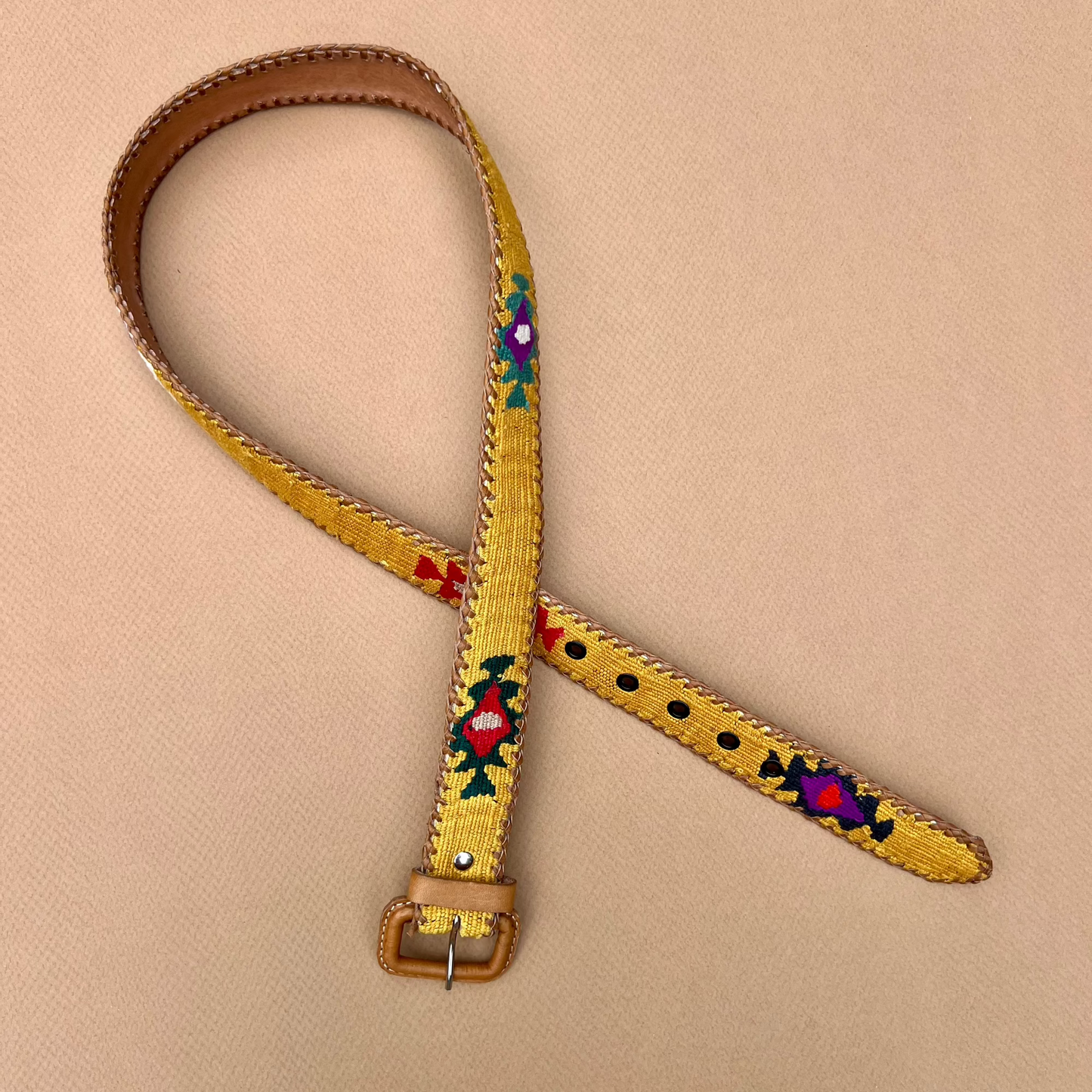 Gold Handwoven Guatemalan Whip-Stitched Belt