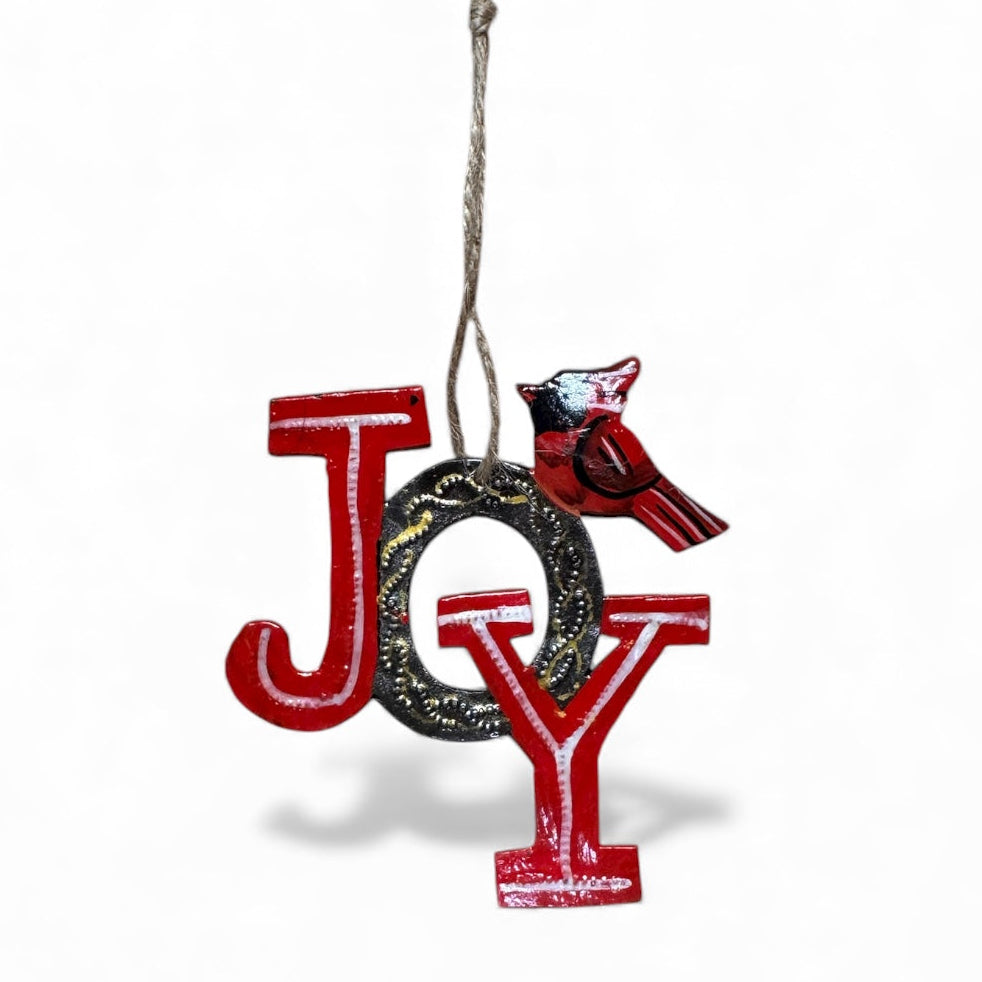 Joy- Cardinal Heart Ornament