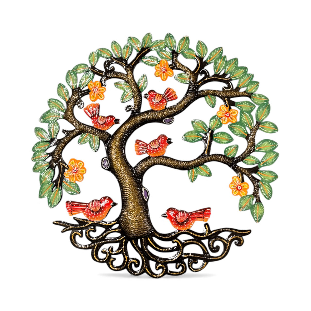 Large Cutie Green Five Birds Tree