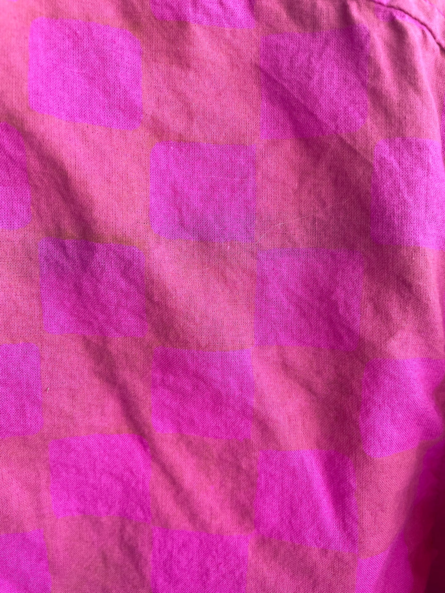 Good Boyfriend Shirt - Checkerboard Overdye Magenta on Natural