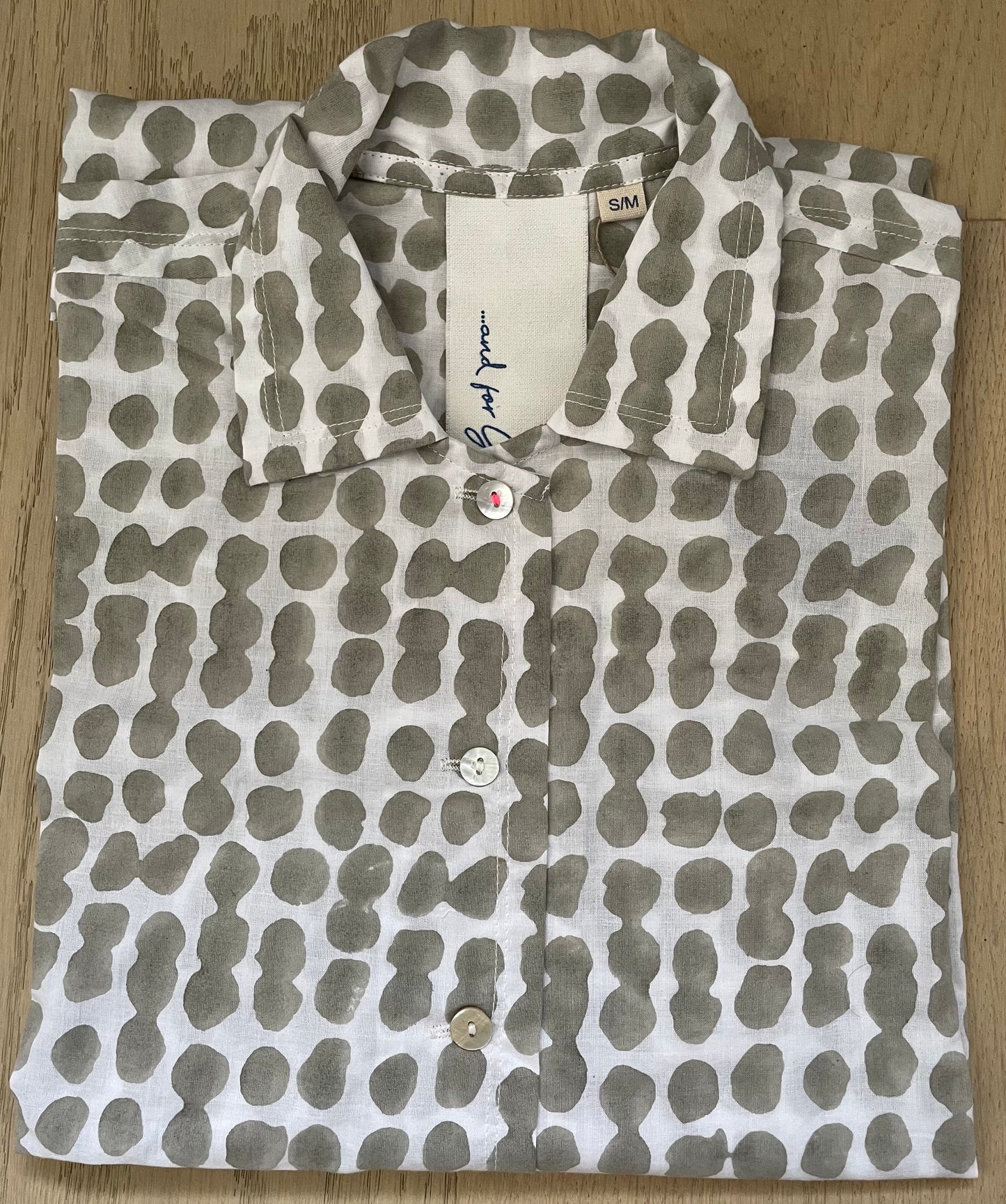 Relaxed Boyfriend Shirt Messy Dot - Dove Grey