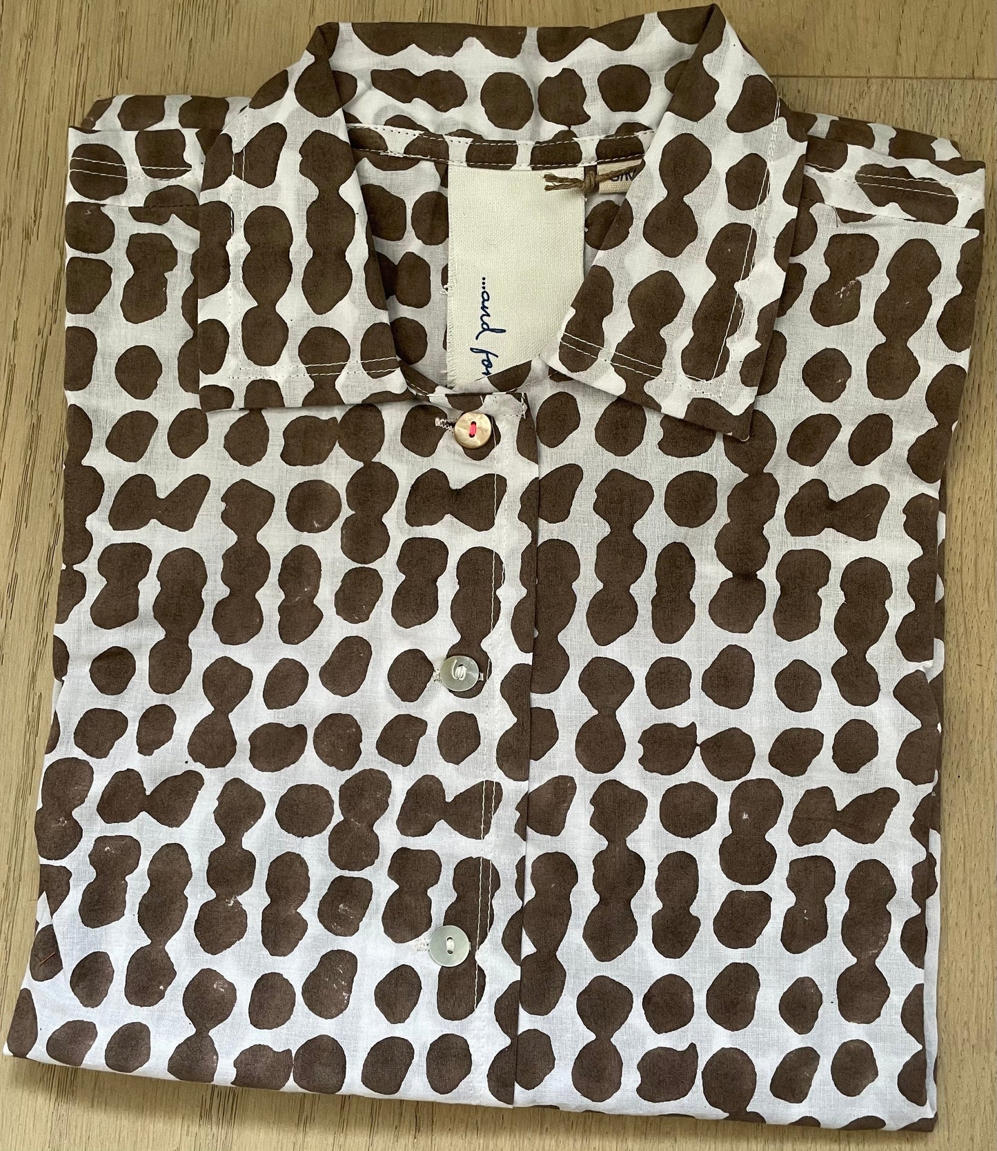 Relaxed Boyfriend Shirt Messy Dot - Pinecone