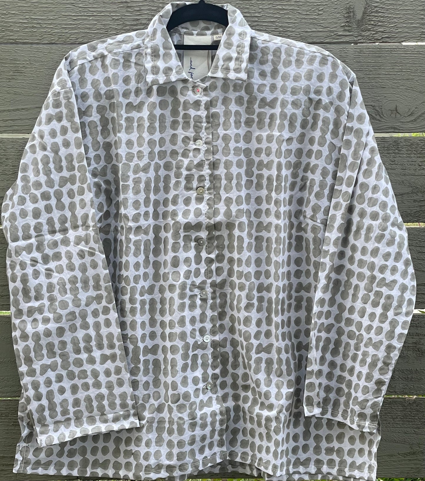 Relaxed Boyfriend Shirt Messy Dot - Dove Grey