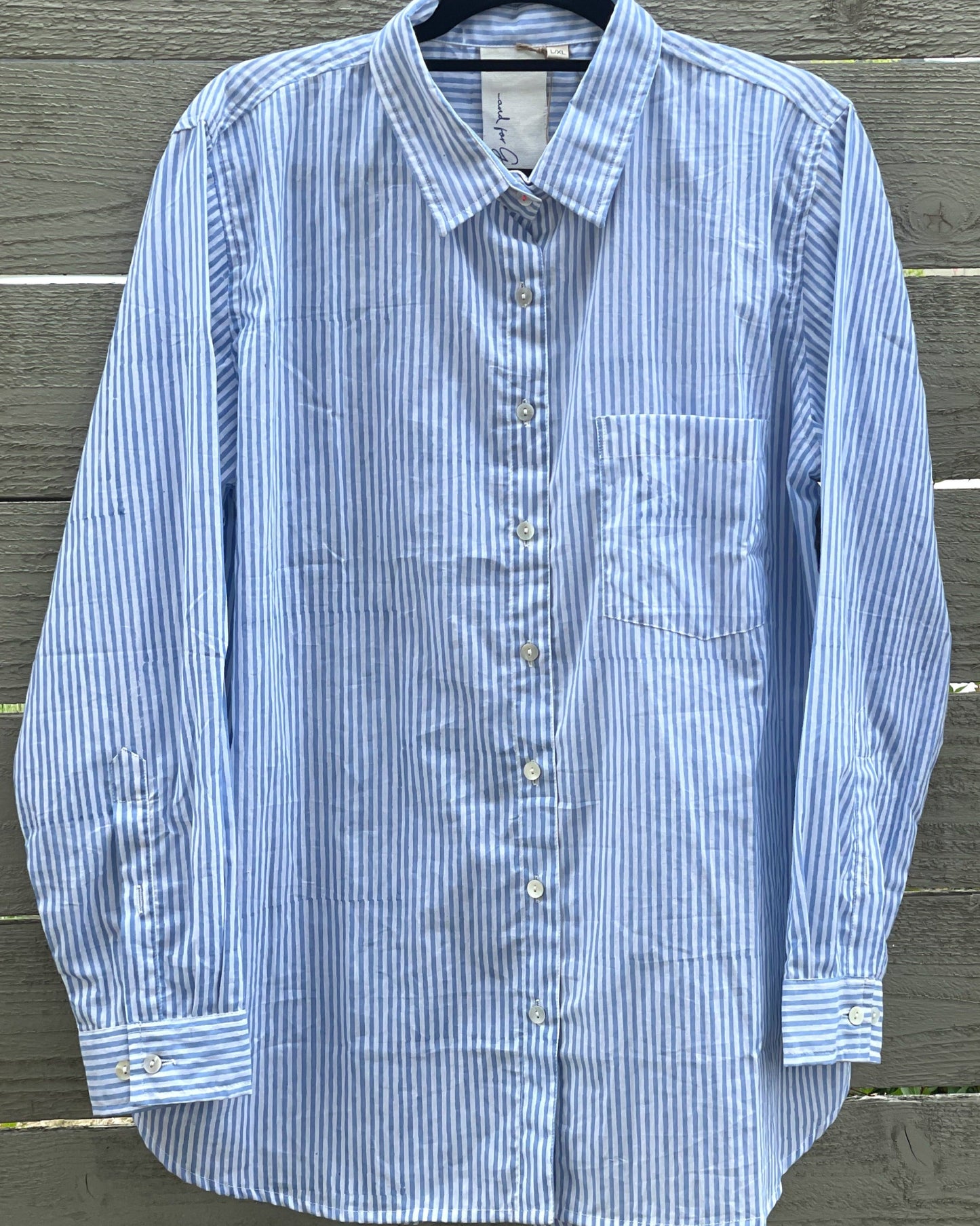 Good Boyfriend Shirt - Menswear Stripe Bluebird