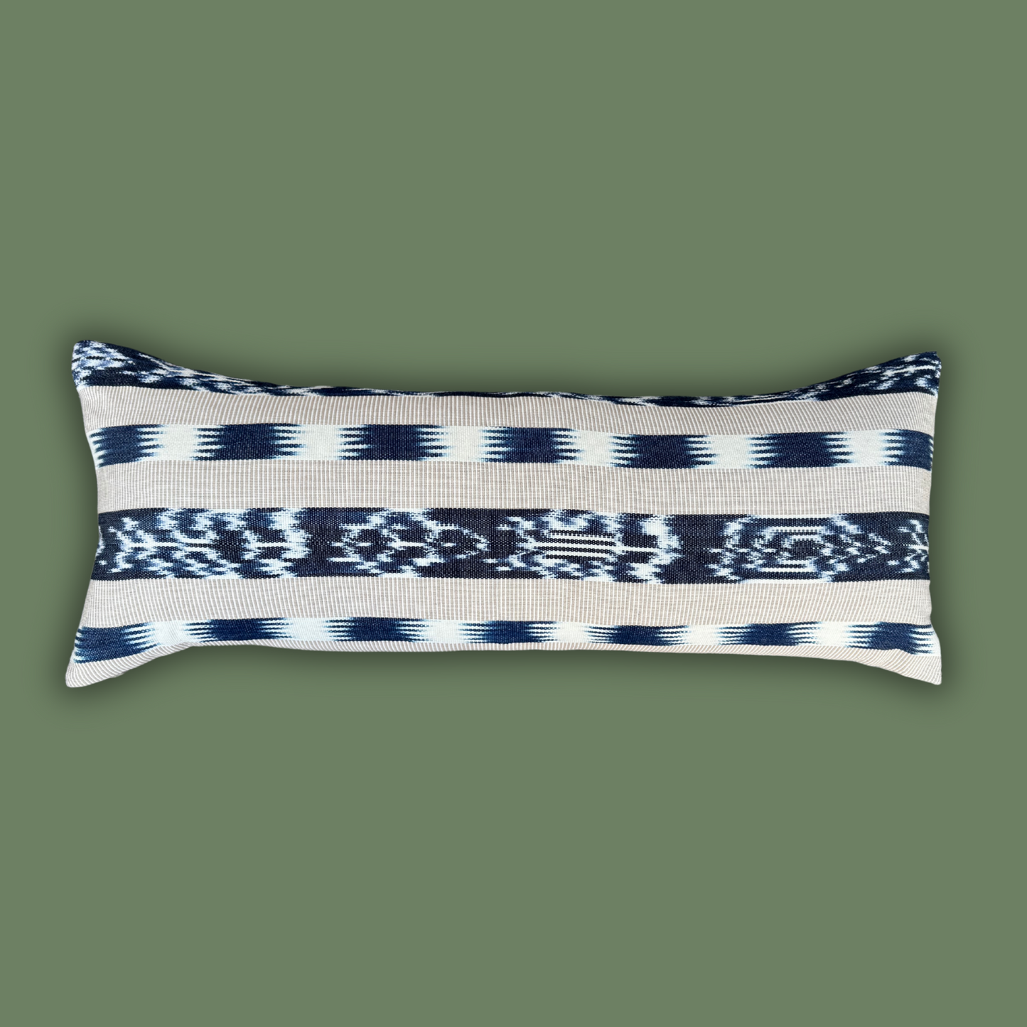 Jaspe Lumbar Throw Pillow Cover (Cream-Blue)