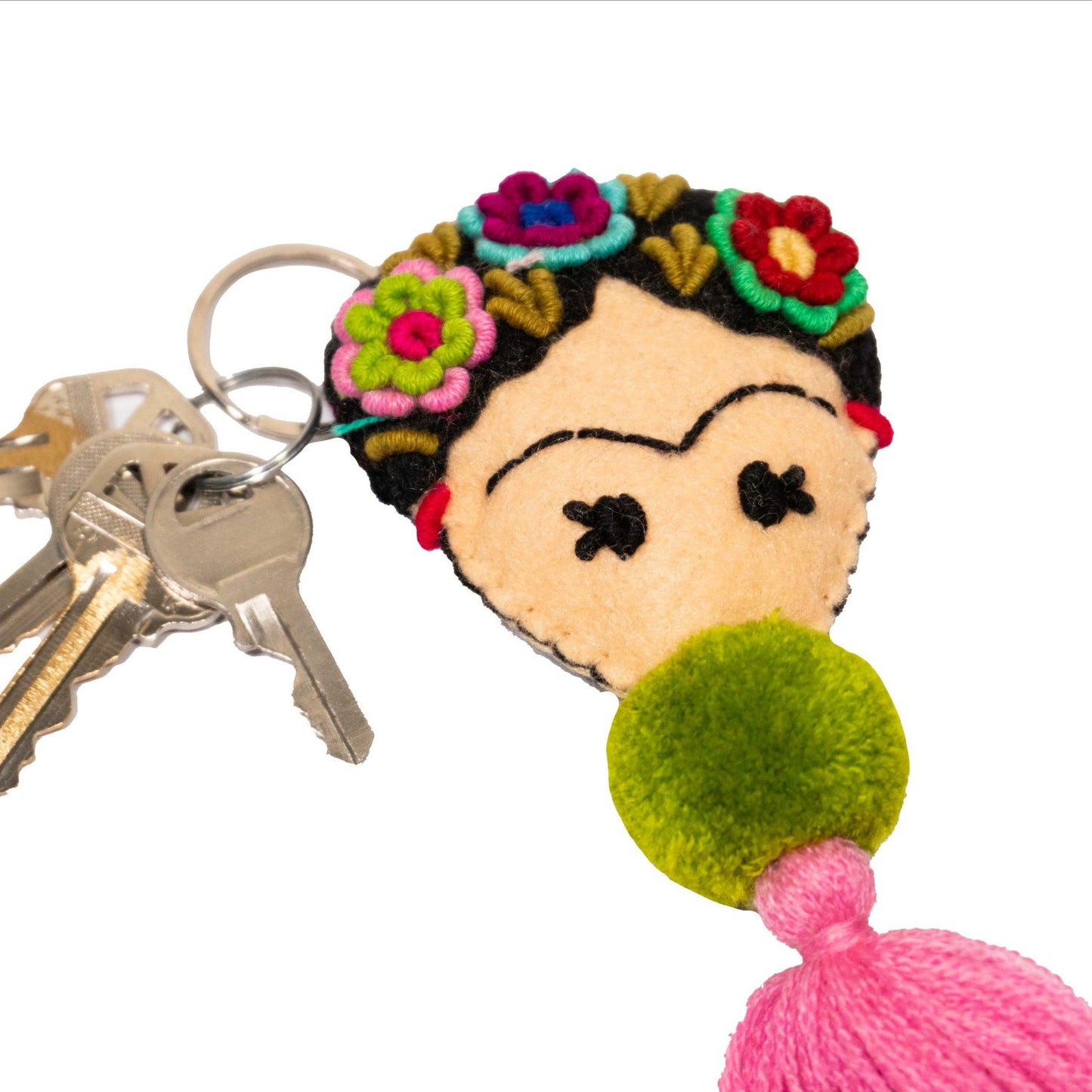 Frida Kahlo Embroidered Keychain / Zipper Pull - Mexico