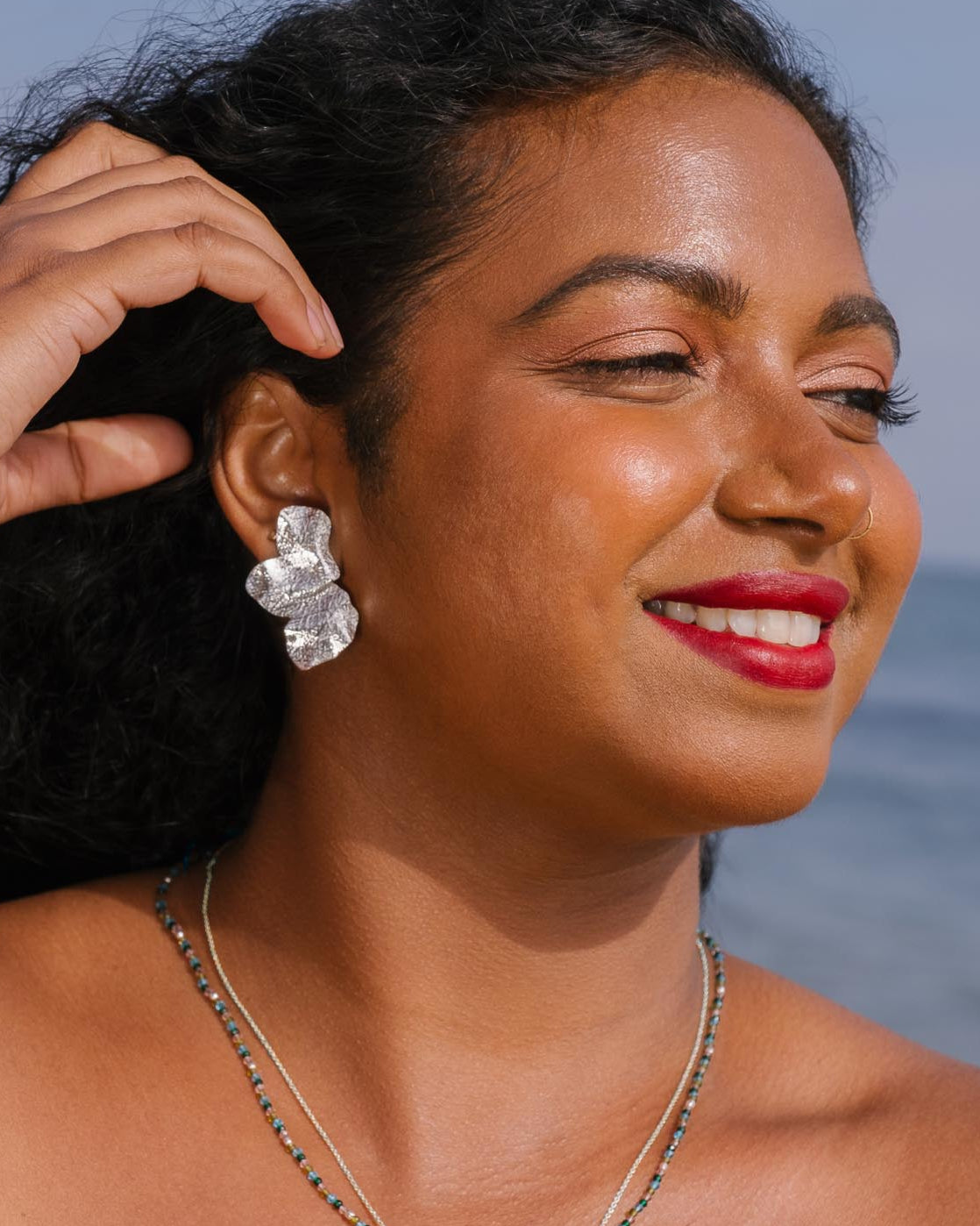 Silver Petal Earrings