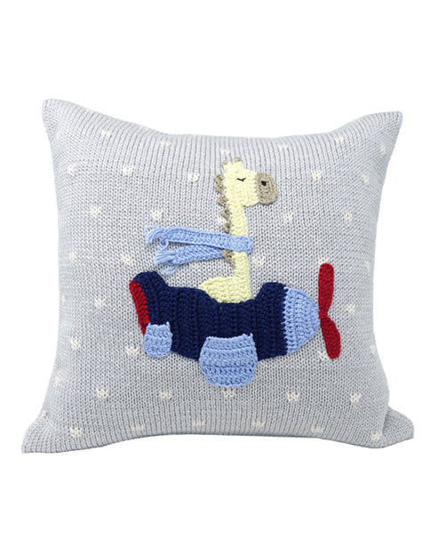 Giraffe Pilot in Plane 10" Pillow