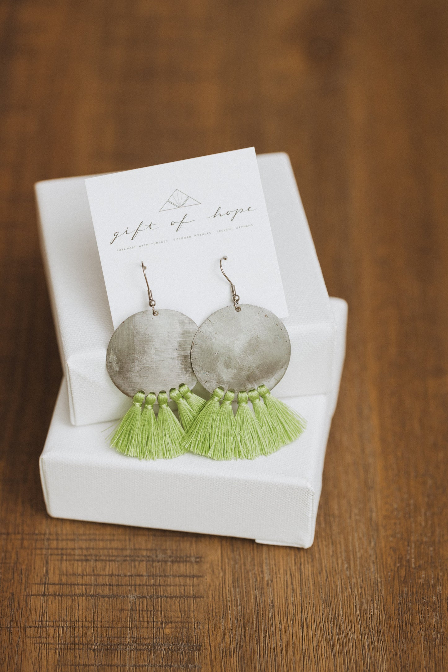 Bottle Cap Fan Tassel Earrings