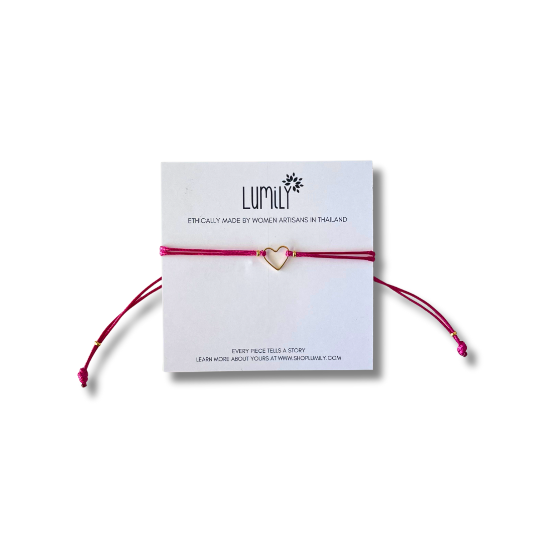 Heartstring Love Non-Tarnish Brass Heart Bracelet - Thailand