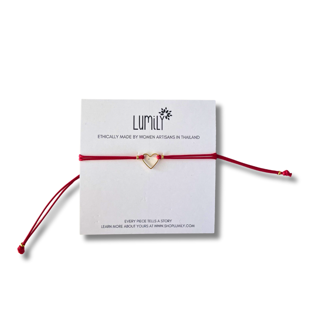 Heartstring Love Non-Tarnish Brass Heart Bracelet - Thailand