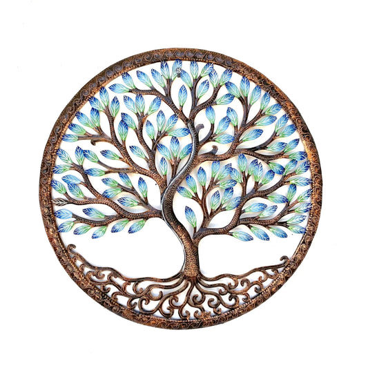Round Bronze Blue Green Tree