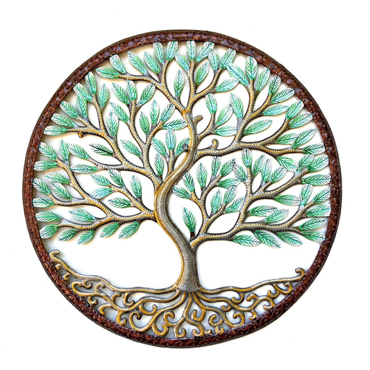 Round Bronze Green Tree