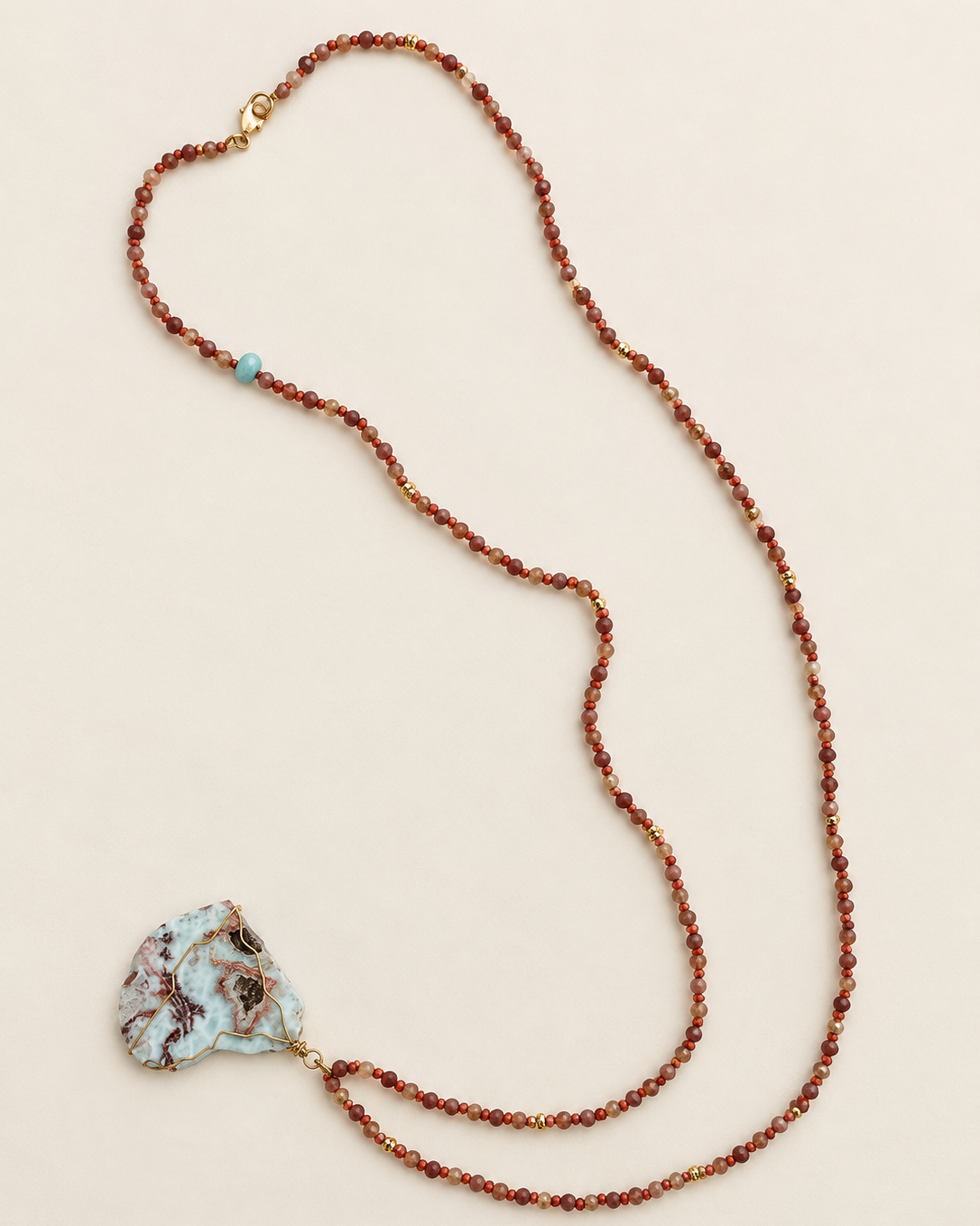 EXCLUSIVE Larimar Pendant Beaded Necklace