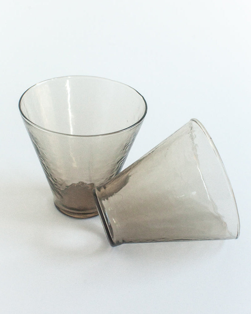Handblown Hammered Funneled Glasses | Set of 2
