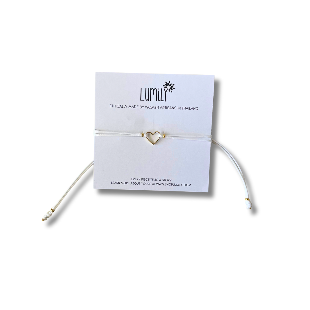 Heartstring Love Non-Tarnish Brass Heart Bracelet - Thailand