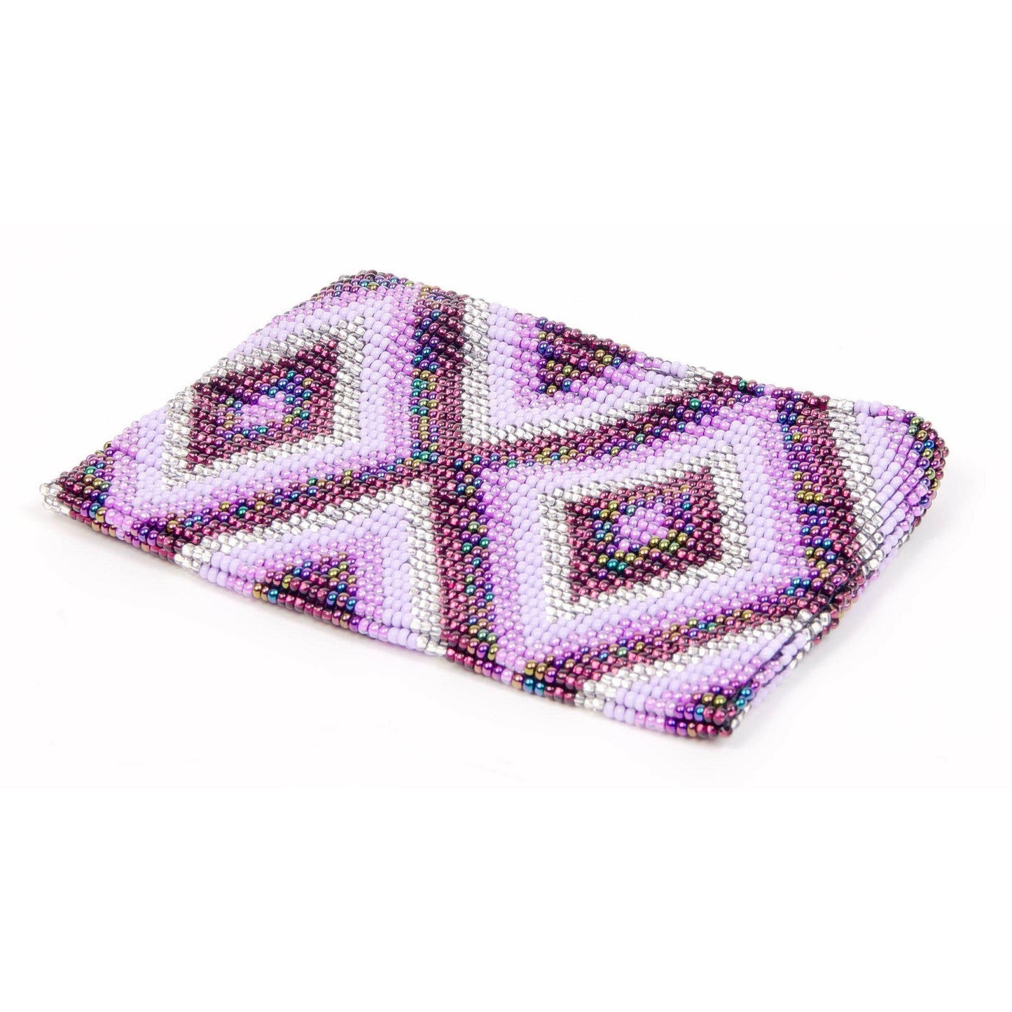 Beaded Seed Bead Geometric Coin Purse - Guatemala