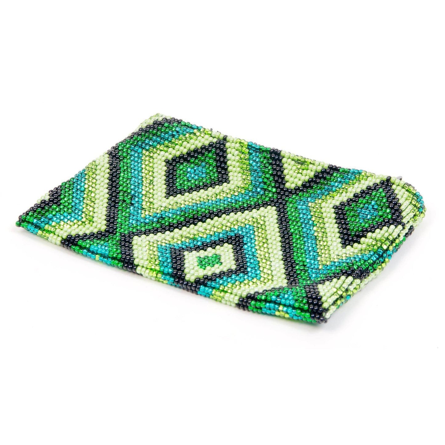 Beaded Seed Bead Geometric Coin Purse - Guatemala