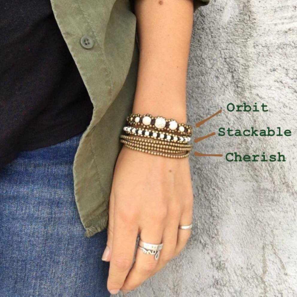 Stackable Bracelet with Brass Beads - Thailand