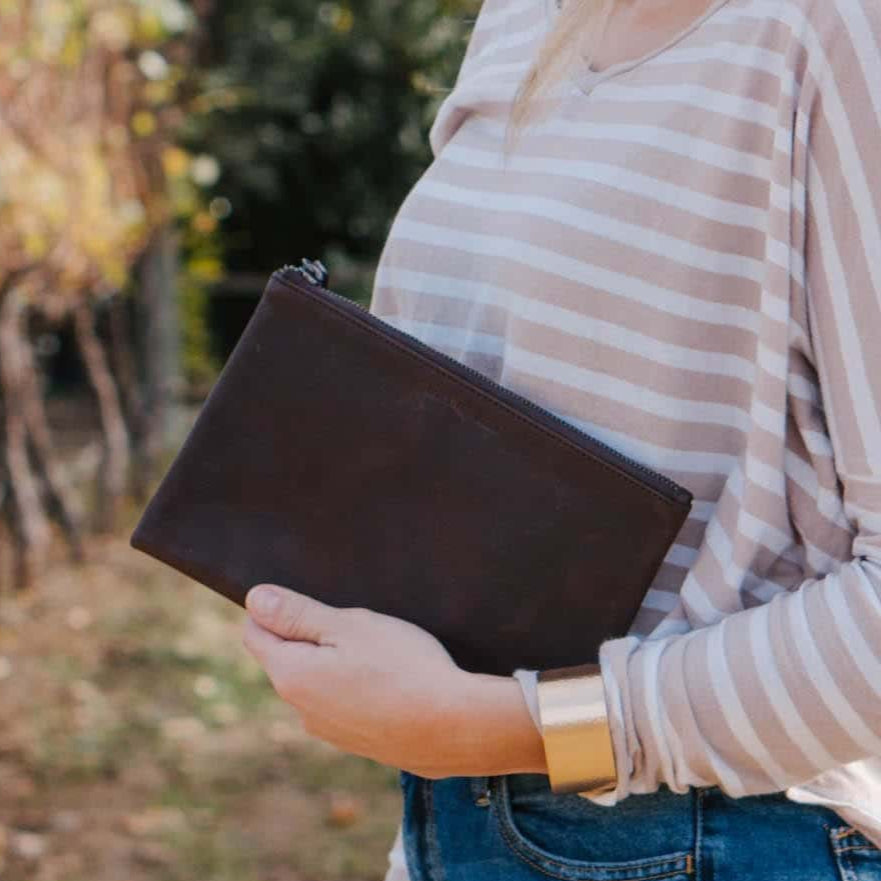 Leather Clutch Brown