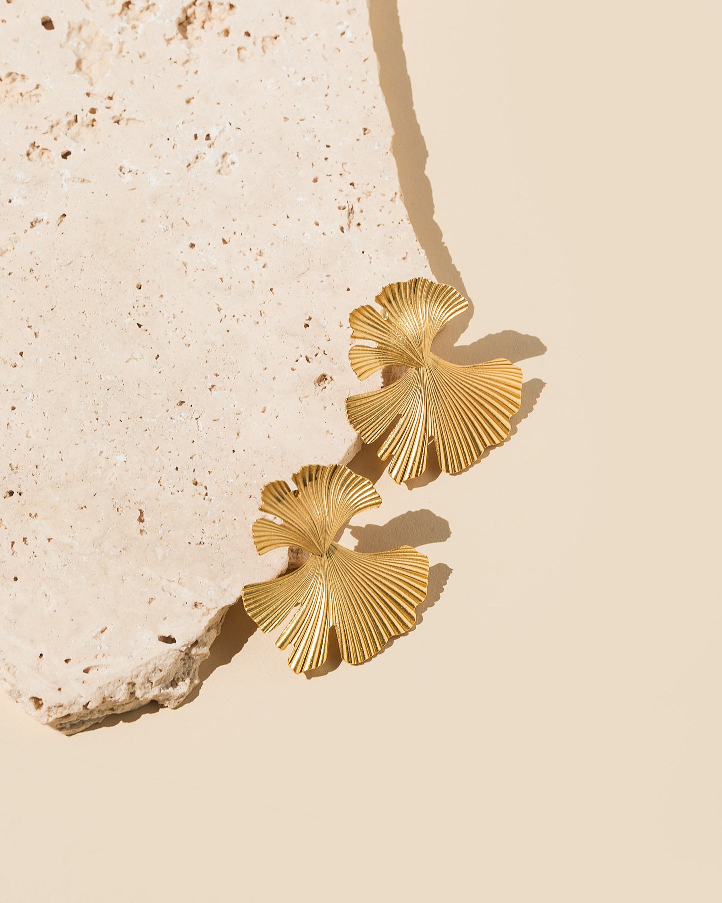 Ginkgo Leaf Earrings - Gold