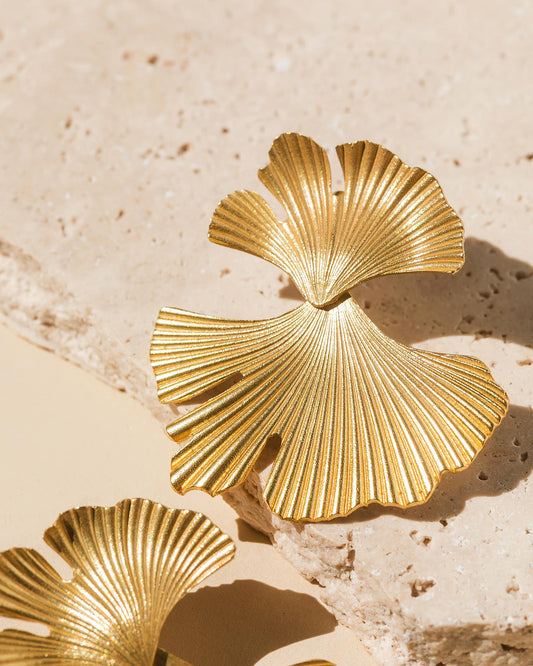 Ginkgo Leaf Earrings - Gold