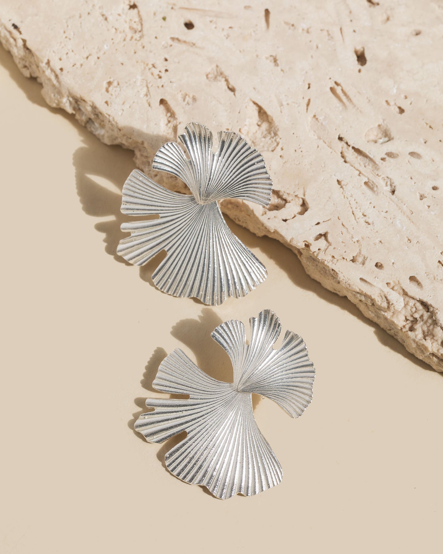 Ginkgo Leaf Earrings - Silver
