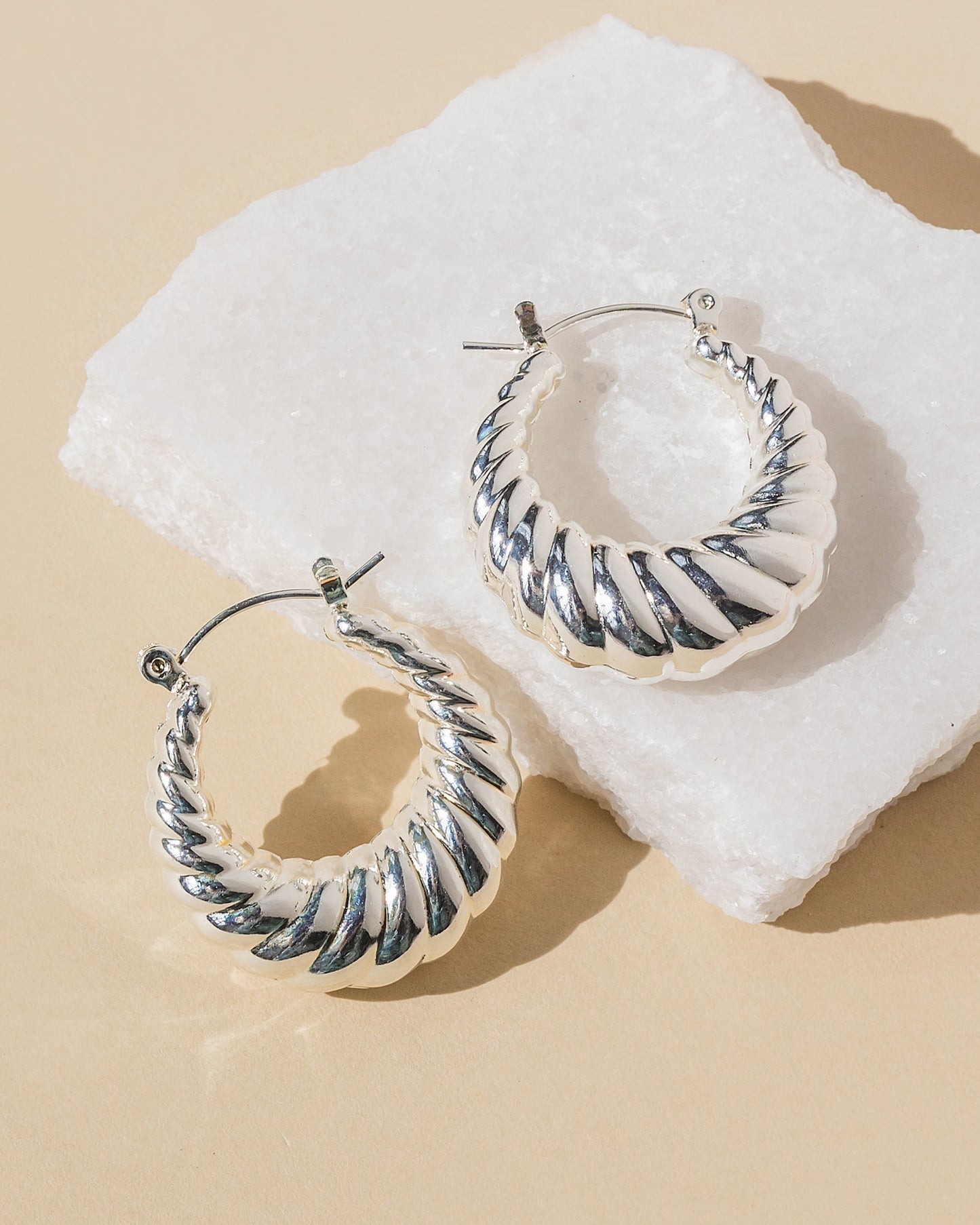Silver Croissant Hoops - Trades of Hope
