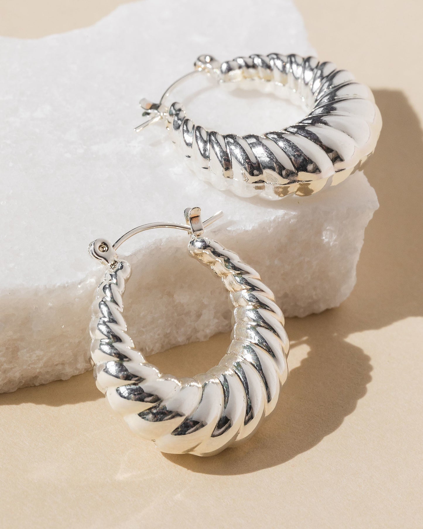 Silver Croissant Hoops - Trades of Hope