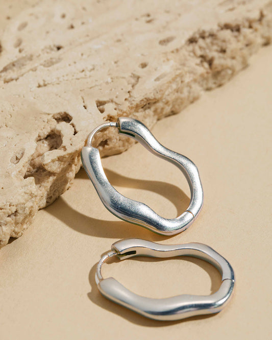 Wave Hoops - Silver