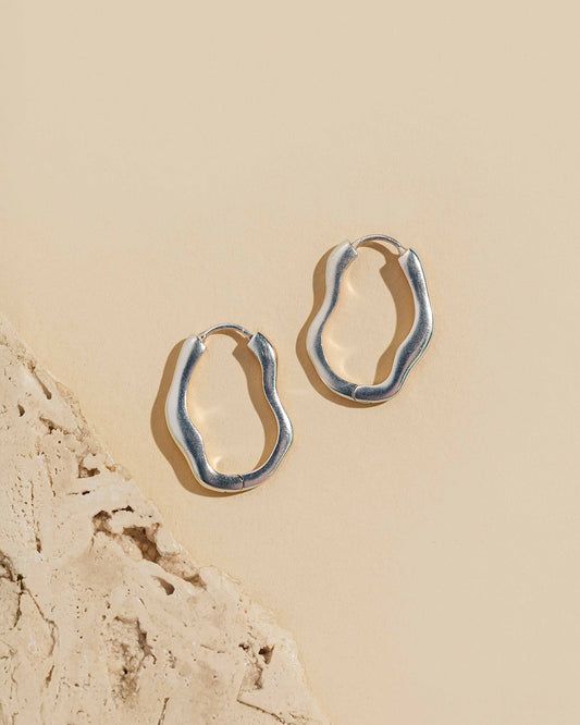 Wave Hoops - Silver