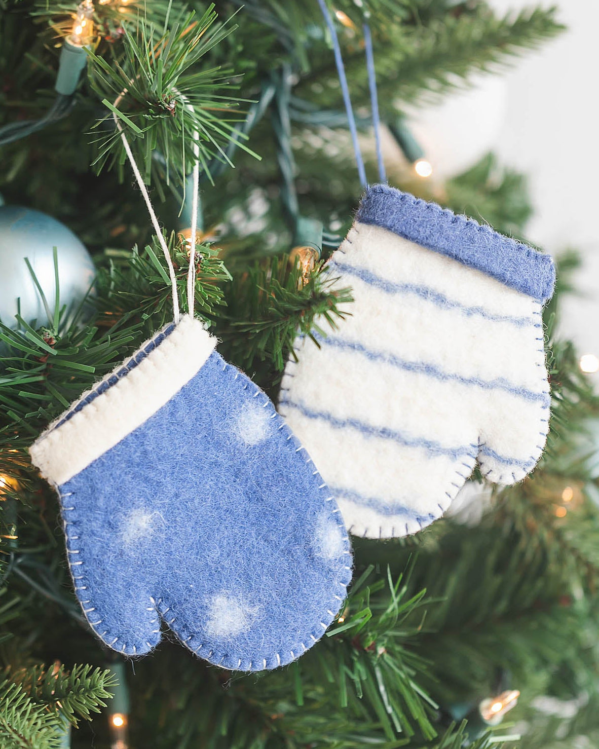 Sapphire Snow Mitten Ornaments
